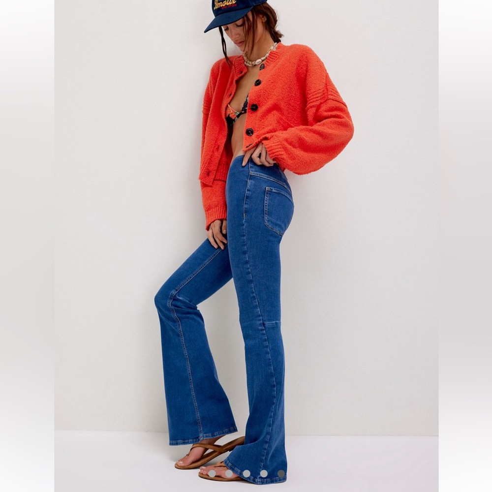 We The Free Penny Pull On Flare Jeans in Riviera